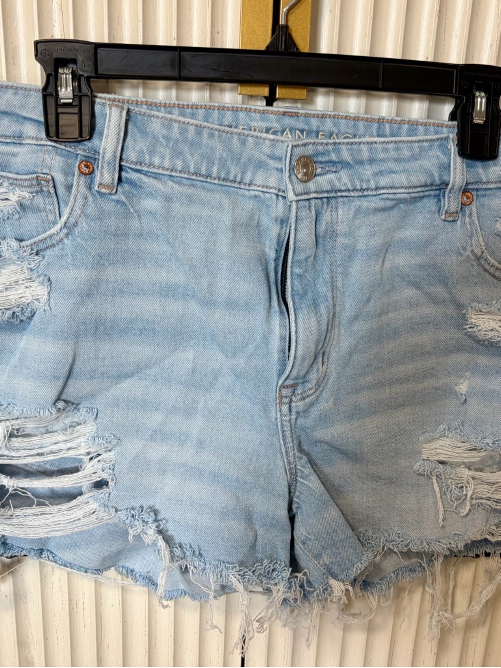 American Eagle Outfitters Light Blue Distressed Denim Cutoff Shorts